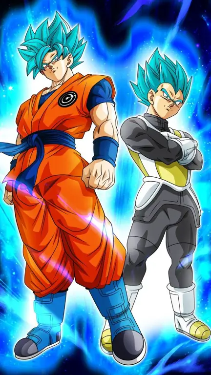 Goku dan Vegeta dalam pertarungan Goku dan Vegeta dalam wujud Super Saiyan Blue di Dragon Ball Heroes
