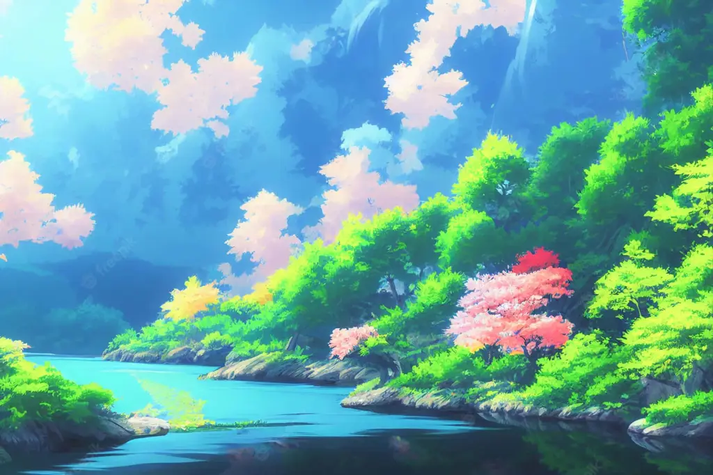 Pemandangan anime yang indah