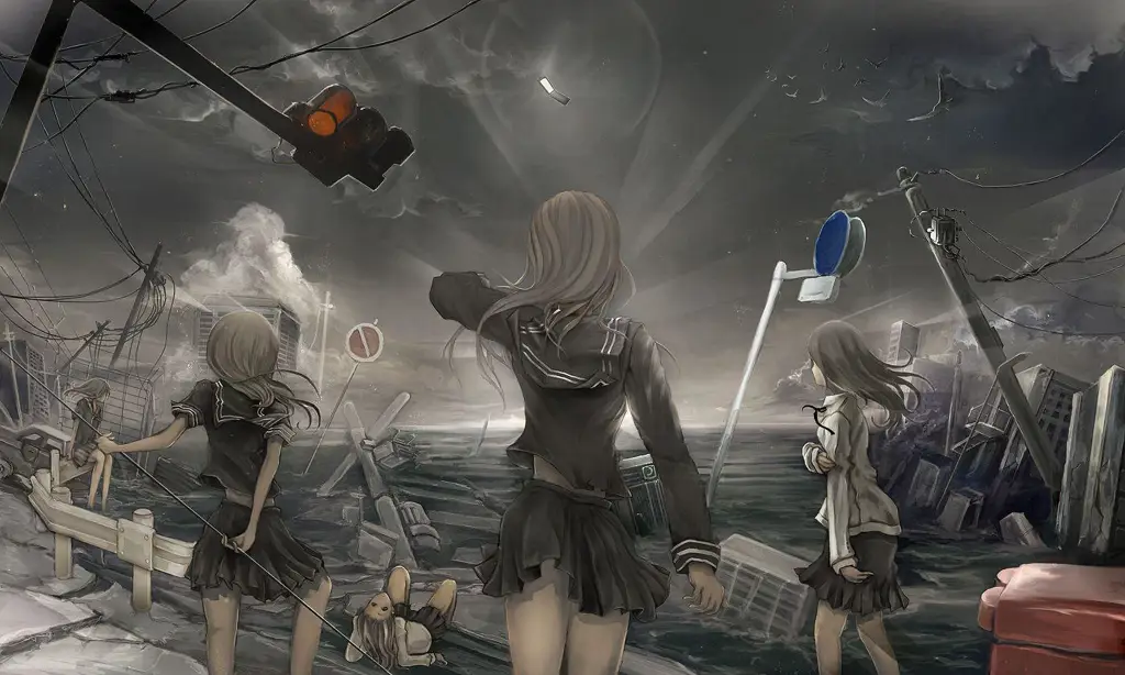 Suasana menegangkan dalam anime Highschool of the Dead Adegan anime yang menegangkan di tengah wabah zombie