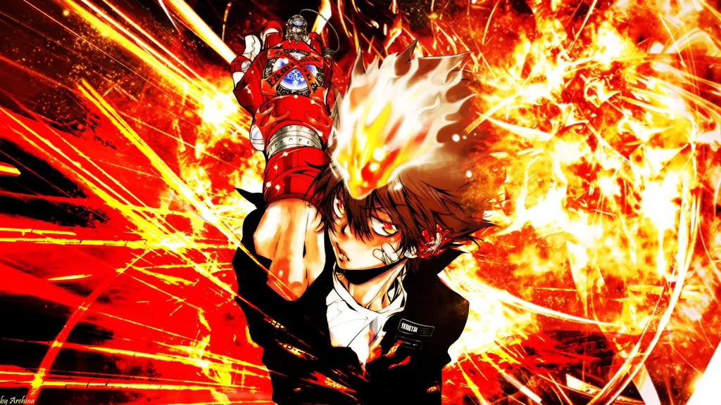 Adegan aksi menegangkan dalam Hitman Reborn Gambar adegan aksi dalam anime Hitman Reborn