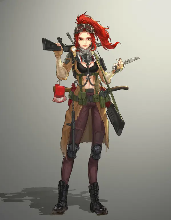 Ilustrasi kiamat zombie dalam gaya anime Ilustrasi seni anime tentang kiamat zombie